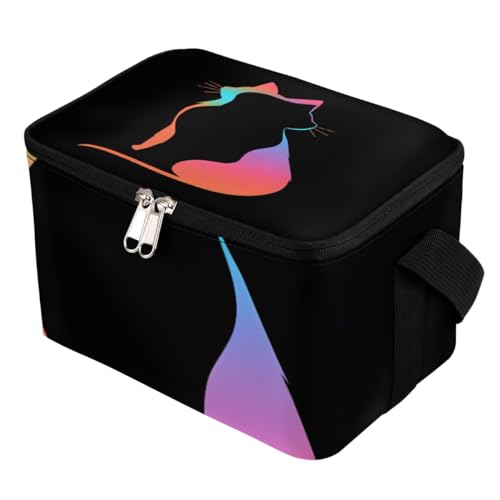 GzLeyigou Lunch Bags for Women Men 9 Cans,Silhouette of Cat Hot & Cold Food Delivery Bag Insulated Grocery Bag Insulated Lunch Box Black Cat Cooler Bag for Office Work Picnic Beach