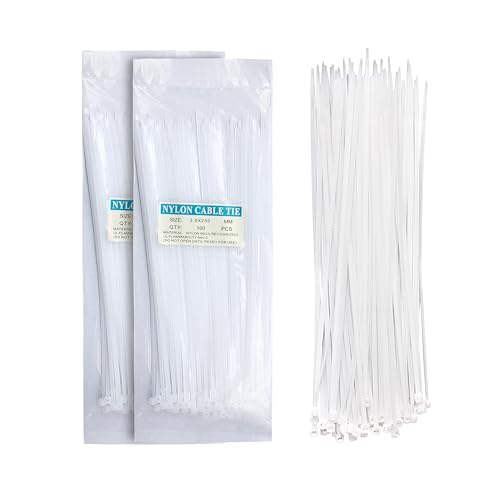 GLUN® Cable Zip Ties, 3.6x250 mm 200 Pieces White Multi-Purpose Self-Locking Nylon Cable Cord Management, Plastic Wire Ties for Home, Office, Garden, Workshop (B0D9LMCXSX) Amazon Price History, Amazon Price Tracker