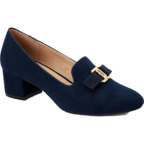 Charter Club Womens Avaa Embellished Block Heels Navy 8.5 Medium (B,M)