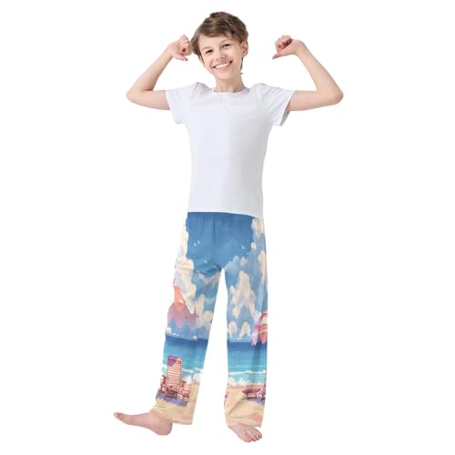 Boys' Pants Beach Sea Cloud Sky Long Bottoms Jogger Pants Elastic Waist Trousers with Pockets S-XL2