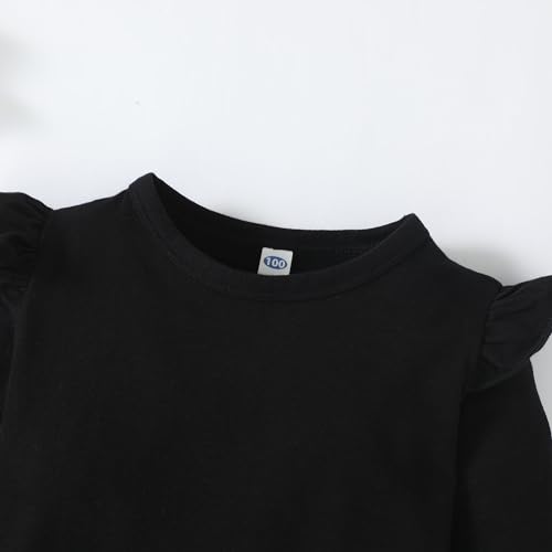 Image of LYSMuch 7-14Y Girls Ruffle Long Sleeve Shirt Kids Crewneck Basic Blouse Casual Tee