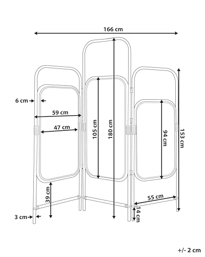Divisorio Per La Stanza In Rattan Naturale E Bambù A 3 Pannelli Pieghevoli Con Schermo Decorativo. - 3
