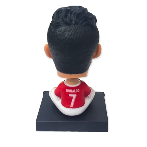 Image of AUGEN Super Hero Ronaldo Red Action Figure Limited Edition Bobblehead with Mobile Holder for Car Dashboard, Office Desk & Study Table (Pack of 1)(Plastic)