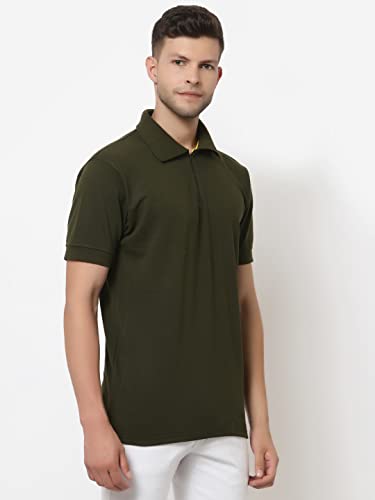Image of UZARUS Men's Solid Cotton Regular Fit Polo T-Shirt