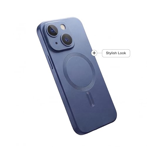 Image of amazon basics Premium Mag-Safe Case for iPhone 15 | Shockproof & Anti-Scratch Cover | Soft Silicone with Wireless Charging | Camera Lens Guard - Blue