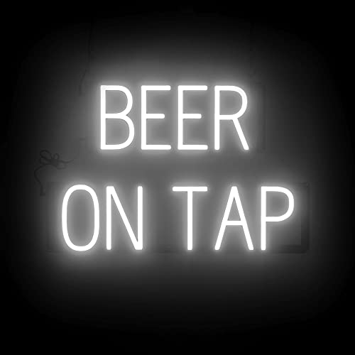 Image of SpellBrite LED Neon BEER ON TAP Sign for Business - White, 23 inch x 15 inch | Ultra-Bright Click-Together Signage for Bars & Restaurants, with Visibility from 500 ft - 8 Animations, 6 Brightness Levels
