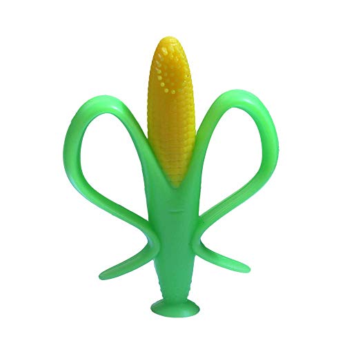 Image of Corn Baby Toothbrush, Self-Soothing Pain Relief Soft Baby Teething Toys, Training Kids Toothbrush for Babies, Toddlers, Infants, Boy and Girl, Natural Organic BPA Free,Corn Teether