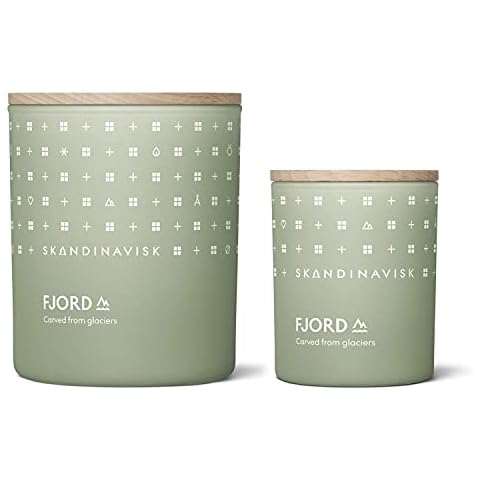 Skandinavisk Fjord Large & Mini Scented Candle Bundle. Fragrance Notes: Apple and Pear Blossom, Orchard Fruits and Redcurrants. 7.0/2.3 oz. Cover
