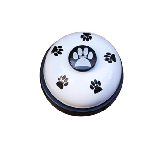 Brfveob 猫と犬の食事ボックス、猫と犬のトレーニングデバイス、ペットの足跡ベル、テディ犬用ベルリンガー、食事ベル、犬の知能玩具、ゴールデンレトリバーベル (ホワイト,7.5*7.5cm)