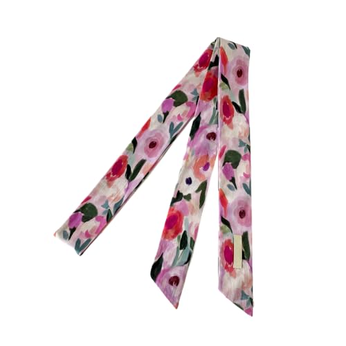 Long Skinny Ribbon Scarf Floral Neck Scarf Choker Neckerchief Necktie Hair Band Handbag Handle Wrap Waist Belt