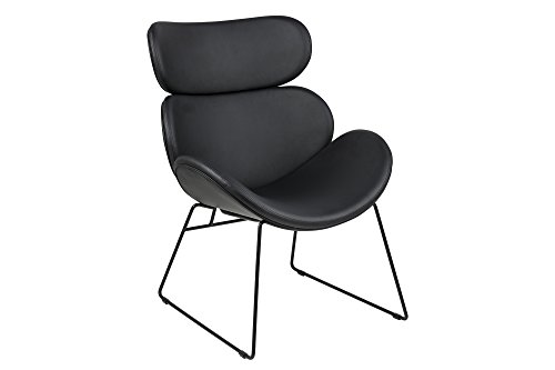 AC Design Furniture Carlee Loungestuhl, B: 69 x H: 90,5 x T: 78,5 cm, Schwarz/Schwarz, Lederlook/Metall, 1 Stk.