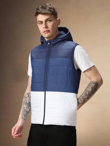Image of Dennis Lingo Regular Fit Sleeveless Hooded Colorblock Men Jacket