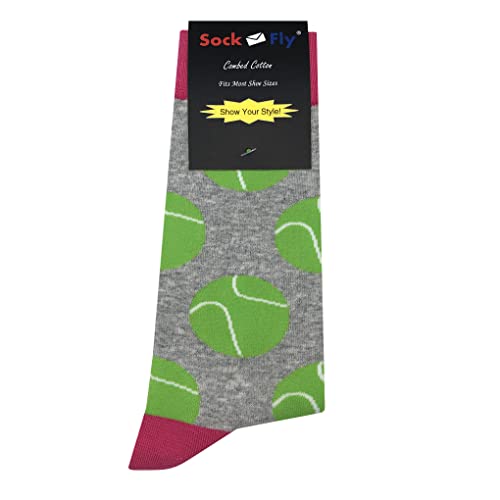 Tennis Ball Dress Socks Funny Novelty Crazy Fun Design Men Size 8-12 Cotton Casual Crew Colorful Funky Fancy Socks Gift for Men4