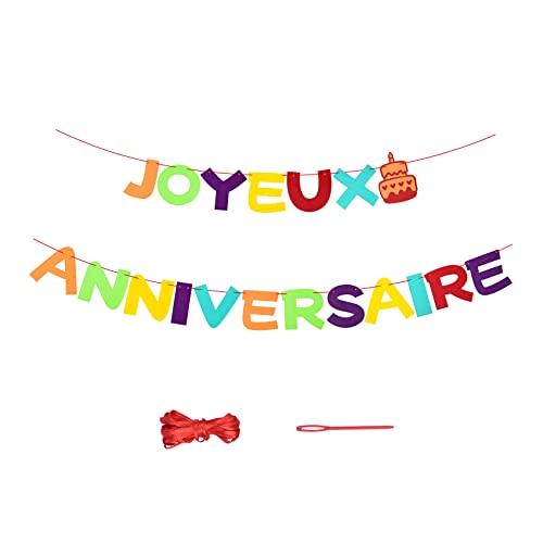 TankerStreet Joyeux Anniversaire Guirlande, Lettres Colorées Banderole d’Anniversaire en Feutre, Décoration Suspendue pour Enfants Adultes Fête d’Anniversaire Cover