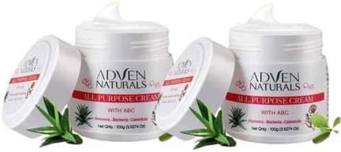 Adven Naturals All Purpose Face Cream | Daily Moisturizer for All Skin Types | Hydrating, Anti-Septic & Anti-Fungal | Aloe Vera, Calendula, Berberis | Non-Greasy | Unisex | 2x100gm