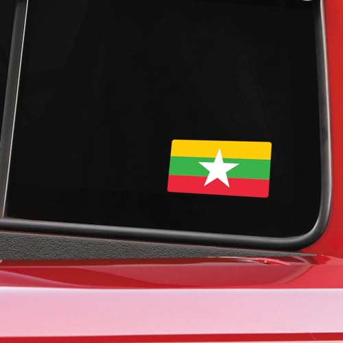 Image of World Country Flag Decal Stickers - Two Pack - for Cars Windows Bumpers Laptops Tablets Tumblers Cups Walls (Myanmar)