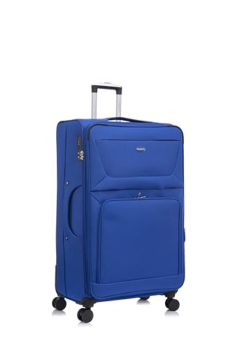 Aerostar Extra Large 32” Lightweight Softshell Expandable Suitcase, Integrated Combination Lock, 4 Wheels Check in Luggage for 30kg (Royal Blue, 162 litres)