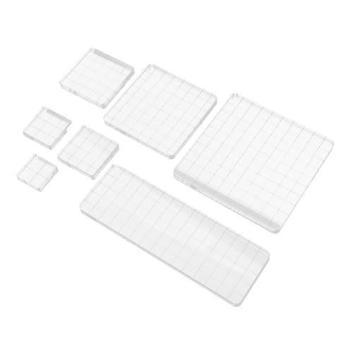 KALLORY Acrylic Stamping Blocks 7pcs Stamping Blocks Grid Lines for Card Making and Decorative Stamps