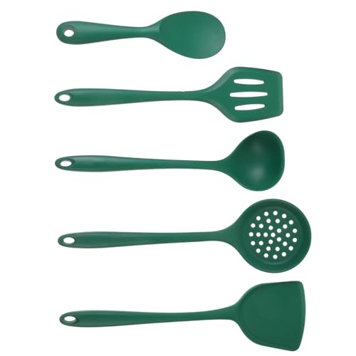 POPETPOP Juego de Utensilios de Silicona para Cocina Espátula y Cuchara, Resistente a Altas Temperaturas, Mango Aislante y Superficie Lisa para Uso en Cocina