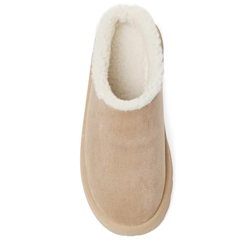 Women's Brown Platform Slippers Mini Boots for Women Winter Snow Shoes Round Toe Indoor House Slippers4