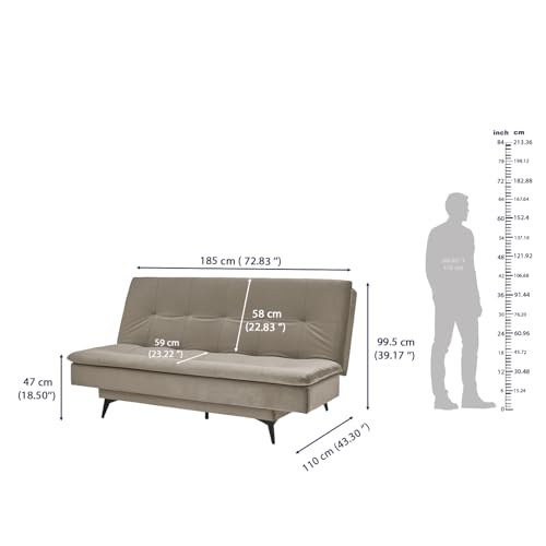 Image of Wakefit Flexia Sofa Cum Bed - Three Seater - Velvet Series Tuscan Tan