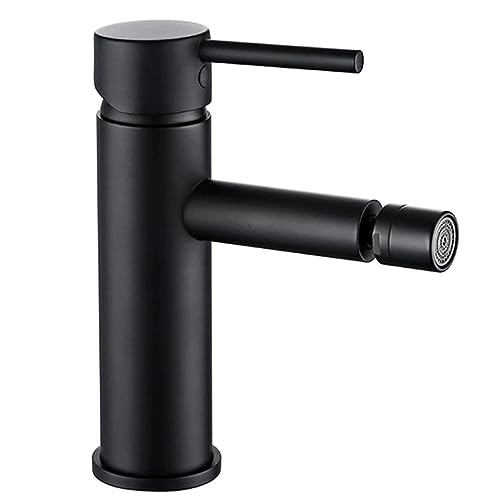 Grifo de baño monomando en latón negro mate y cromado con un solo orificio para lavabo elegante
