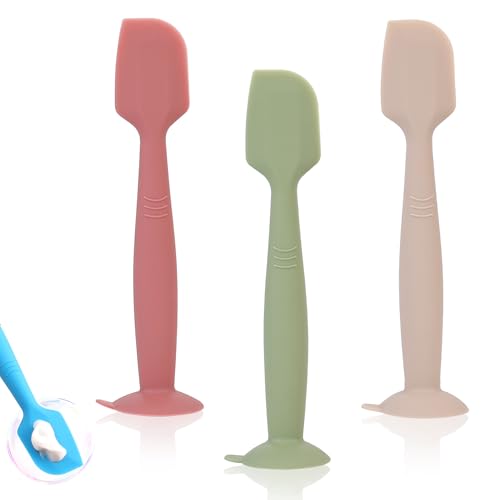 Image of babove Baby Diaper Cream Spatula Applicator 3 Pack Butt Paste Spatula Soft Silicone,Diaper Rash Cream Applicator, Baby Essentials Must Haves Newborn Stuff (Red Green Beige)