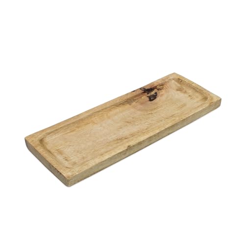 Spetebo Mango Holztablett natur - 35 x 13 cm - Advents Kerzen Tablett...