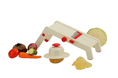 Image of Ace Adjustable Mandoline Slicer - AISI 420J2 Stainless Steel Twin Blades (54-55 HRC), Multipurpose Vegetable Slicer with Julienne, Waffle & Ridged Cuts, Durable ABS Body & Safety Holder