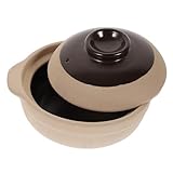 Hemobllo Cazuela de Barro sin Esmalte para Estofados Caseros Resistente Altas Temperaturas con Doble Asa Ergonómica para Cocinar Arroz Sopas y Guisos Cocina Doméstica