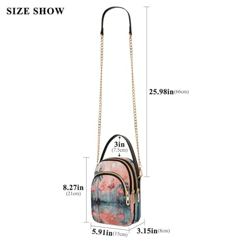 Quilted Crossbody Bags for Women,Lovely Flamingos Palm Trees Women's Crossbody Handbags Small Travel Purses Phone Bag3