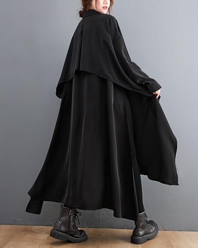 ellazhu Women's Solid Color Button Down Irregular Hem High Up Shirt Dress GZ118 A3