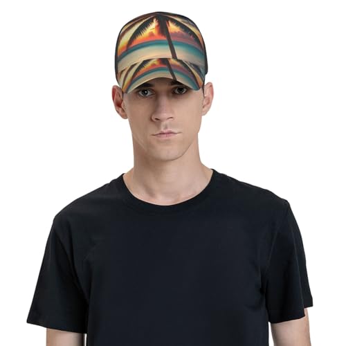 Gorra unisex negra con estampado tropical de palma miniatura 5