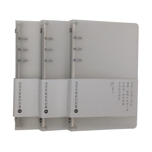 3パックA5A6 B5 PP 6リングバインダーカバー6穴詰め替え可能なPVCノートブックラウンドリングバインダーカバールーズリーフバインダープロテクター（内紙は含まれていません） (A6, 3 白)