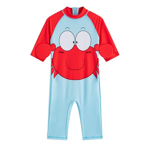 LIZENS Boys One Piece Swimsuit Long Sleeve Boys Swimwear Rash Guard Suit Kids