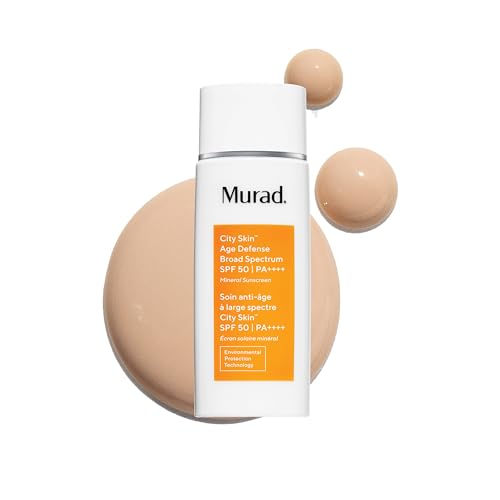 Murad Environmental Shield City Skin Age Defense Broad Spectrum SPF 50-100% Mineral Sunscreen - Blue Light Defense - SPF 50 Environmental Defense Sunscreen - Light Sunscreen for Face, 1.7 Fl Oz