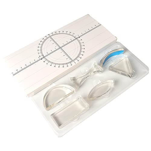 6 Pcs Acrylic Glass Light Prism Optical Lens Triangular Semicircular Rectangular Concave Convex Mirror Len Physics Demonstration Tools Equipment for Physics Teaching Lab Reflection Refraction Science