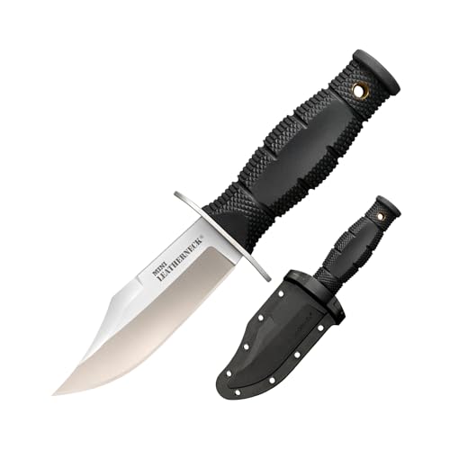 Image of Cold Steel Mini Leatherneck Clip Point Compact Lightweight 3.5 inch 8CR13MOV Steel Fixed Blade Outdoor Hunting Utility Knife, 3.25 inch Textured Ergonomic Kray-Ex Handle, Secure-Ex Sheath