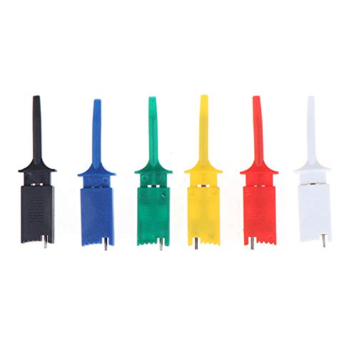 Miniatura 4 de DAOKI 30 piezas clip de gancho de prueba mini 6 colores para SMD IC experimento electrónico PCB con cable Dupont hembra a hembra, macho a hembra 30