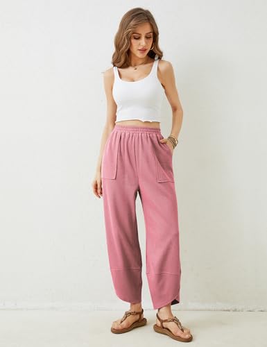 Image of Xiaoxuemeng Womens Baggy Wide Leg Pants Casual Elastic Waisted Palazzo Harem Pants with Pockets