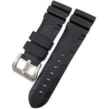 SKM Rubber Watchband 22mm 24mm 26mm Silicone Watch Strap Fit for Panerai Submersible Luminor PAM Green Blue Waterproof Bracelet Color Black pin, Size 24mm