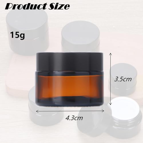 6Packs 0.5Oz Amber Glass Cosmetic Jars Small Makeup Sample Containers Leak Proof Container with Black Lid Wide Mouth Round Jar for Storage Cream, Ointments, for Storage Cream, Ointments2