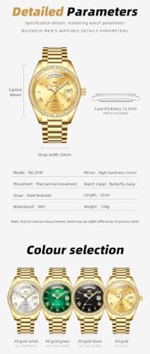 OPK Men’s Automatic Self-Winding Original Mechanical Dress Watch -Stainless Steel, Dual Calendar, Waterproof Luminous Gift Wrist Watch - 5