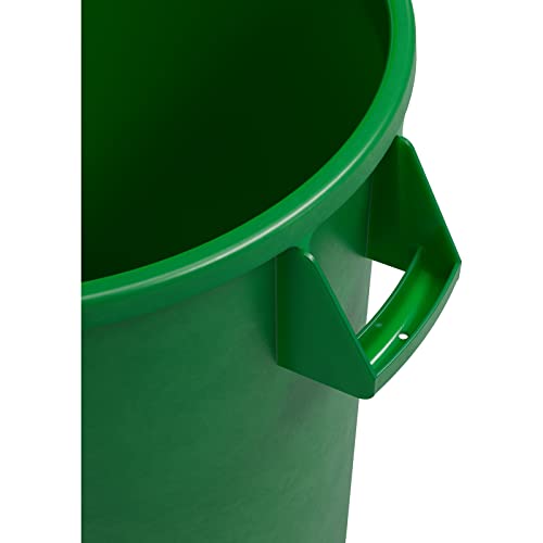 Image of SPARTA Bronco 32 Gallon Trash Can, Thick Polyethylene Bin, NSF Certified Waste Container with Top Handles, Bottom Handholds, Reinforced Base and Stackable, LLDPE, 32 Gallon, Green (Pack of 4)