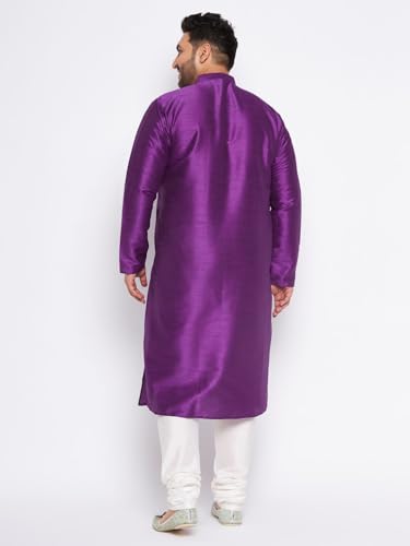 Image of Vastramay Plus Men's White Silk Blend Kurta Pyjama Set VPLUSMKWH001nPBL 44 | Independence Day