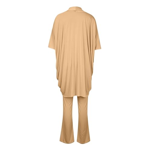 Women's Mother of The Bride Pant Suits Ruched Top Bell Bottom Pants 2 Pieces Chiffon Outfits Set for Wedding Guest3