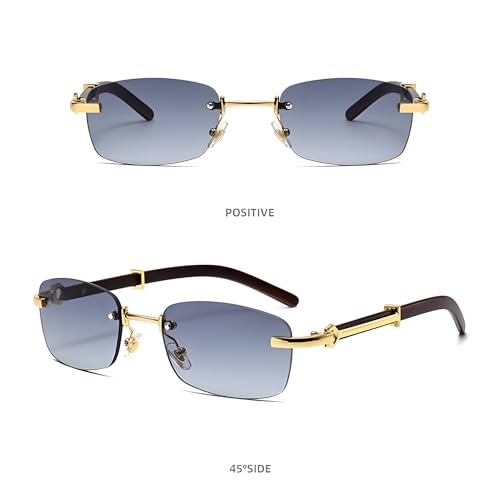 Rimless Sunglasses for Men women Fashion Stylish Trendy Square Oval Retro Gold Lentes Eyewear3