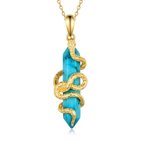 Biduanro Genuine Turquoise Necklace for Women 925 Animals Snake Pendant
