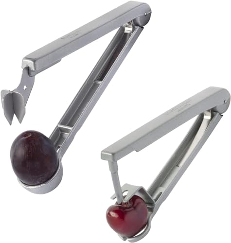 Thiru Premium set de cerezas y ciruelas - Robustas cuchillas de acero inoxidable - Fabricado en Alemania - incl. libro electrónico con 25 recetas (set de 2 piezas)