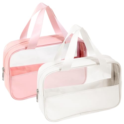 MLPKOI 2 Piezas Neceser Viaje, Bolsa de cosméticos y Maquillaje Portátil Neceser Transparente Rectangular Impermeable Bolsa para el Cuidado de la Piel, Organizador de Cosméticos